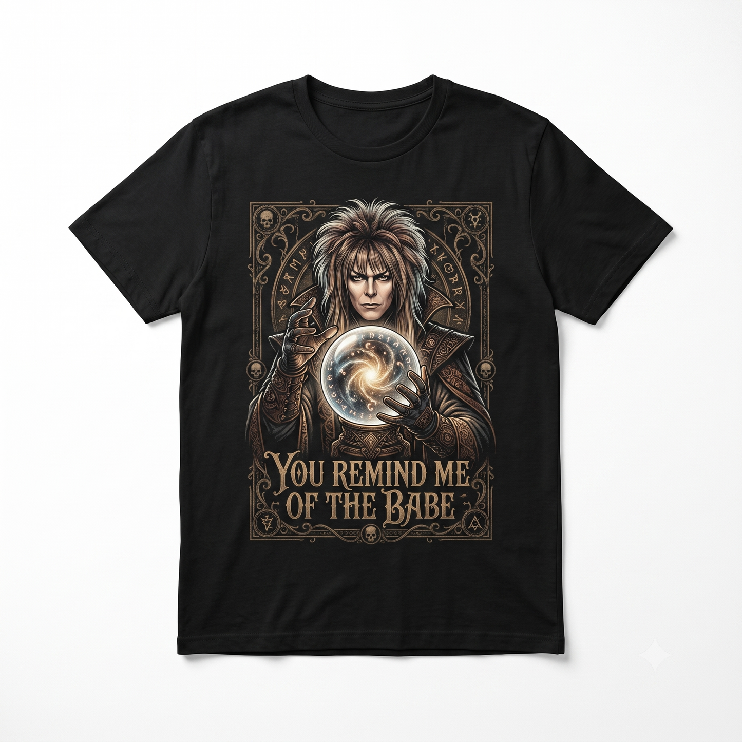 Retro 80s Dark Fantasy Wizard Crystal Ball Graphic Unisex T-Shirt