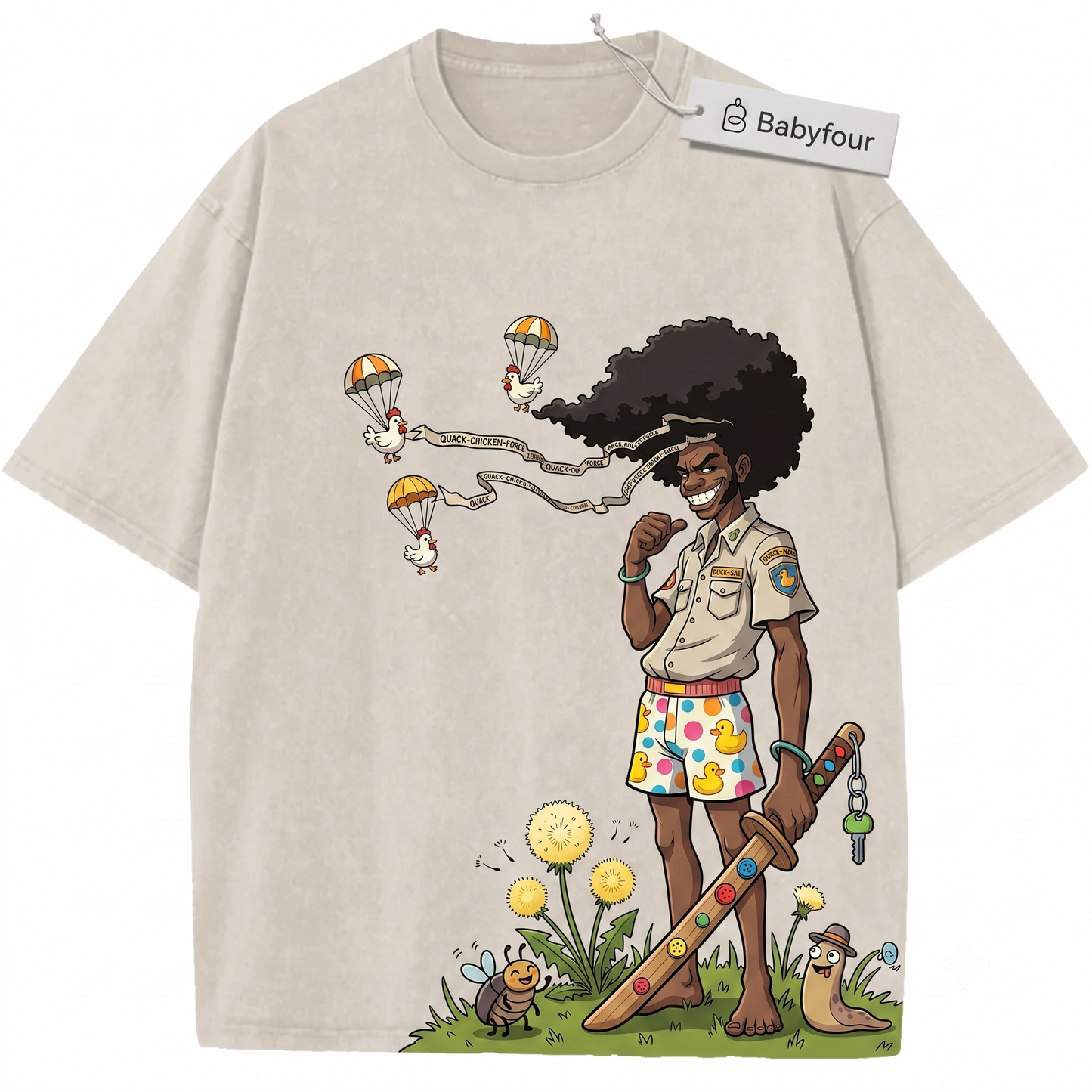 Classic Anime Sword Fighter Vintage Graphic Tee, Retro Samurai Afro Hair Apparel - Unisex T-shirt