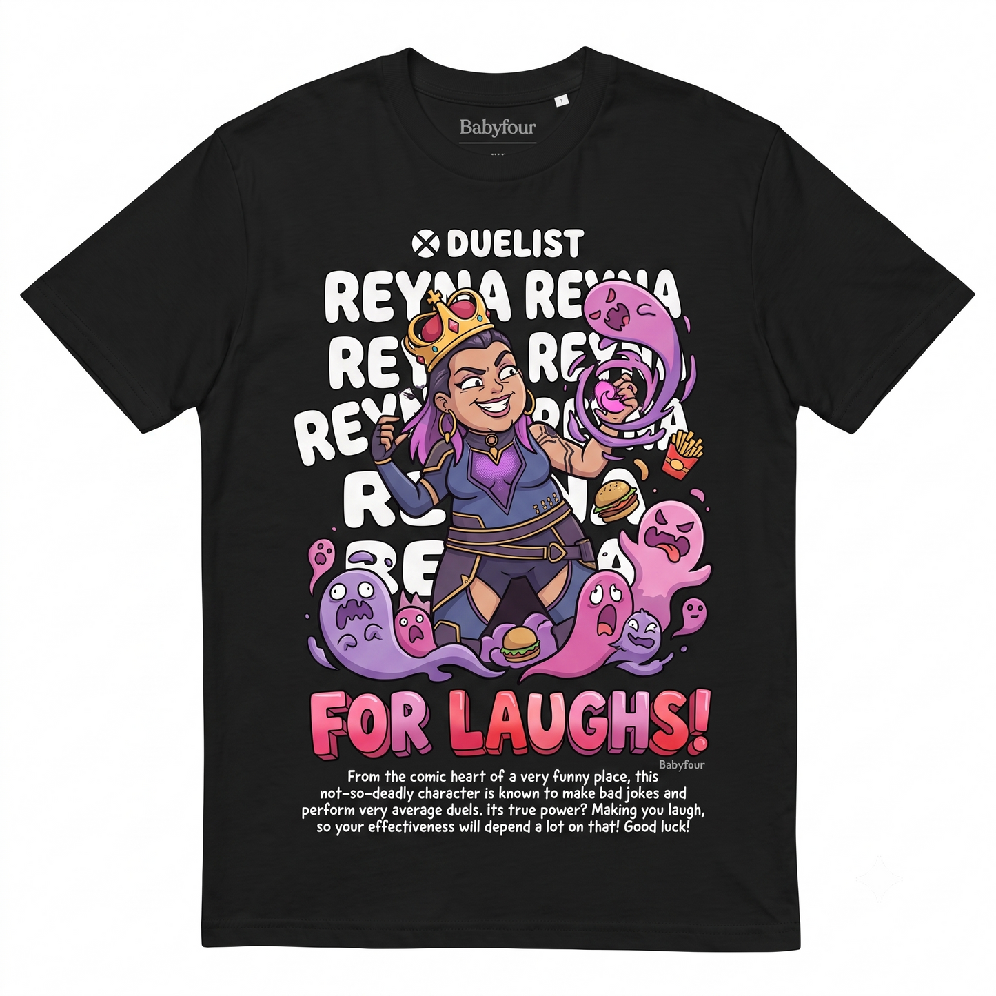 Retro Gaming Character Graphic Tee - Purple Duelist Agent Black T-Shirt for Men and Women