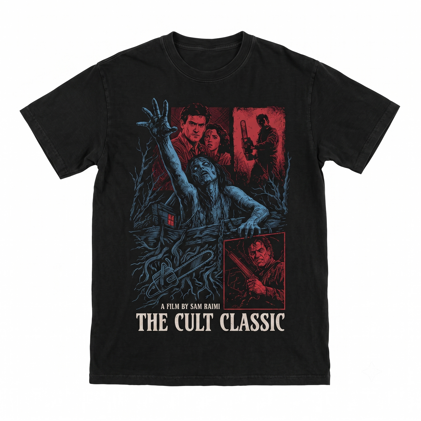 intage Cult Classic Horror Graphic Tee, Retro 80s Movie Fan Gift, Ash Chainsaw Cabin Unisex T-shirt