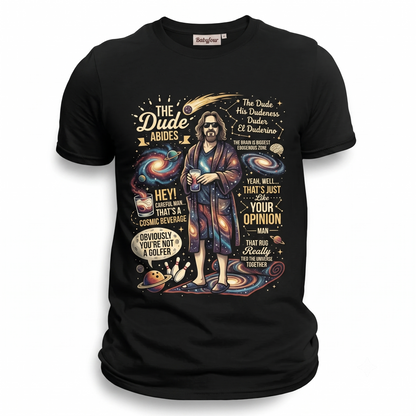 The Dude Abides Graphic Tee - Retro Bowling Fan Vintage Quotes Unisex T-Shirt