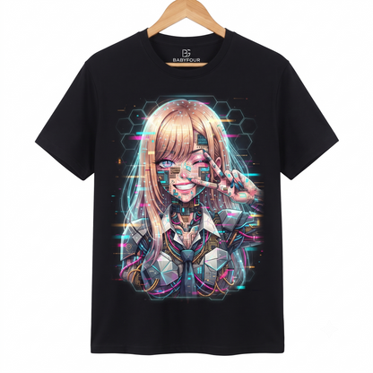 Japanese Aesthetic Manga Girl Graphic Tee, Cosplay Enthusiast Graphic Apparel, Retro Anime Style Waifu Unisex T-shirt