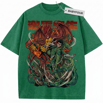 Vintage Bushy Brow Sensei and Student Retro Anime Green Unisex T-Shirt