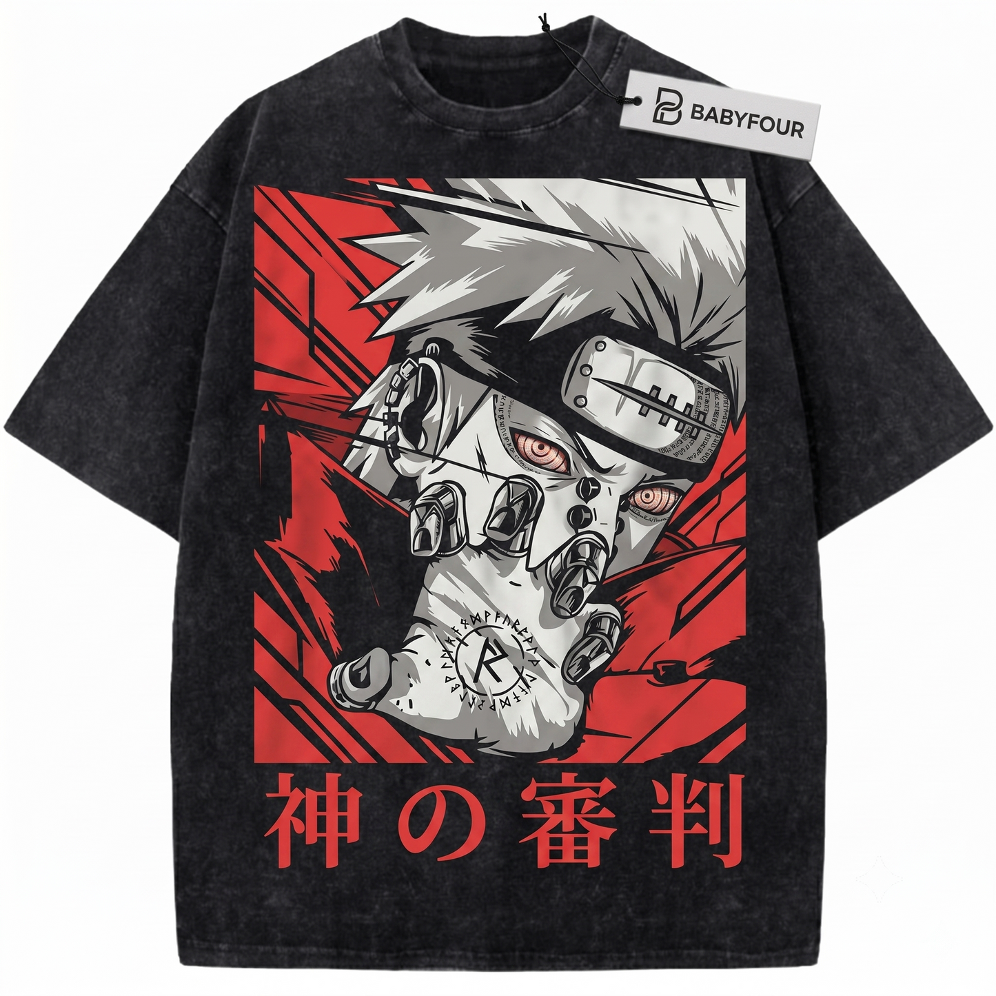 Retro Red Hair Ninja God of Pain Graphic Tee - Vintage Anime Style Unisex T-shirt