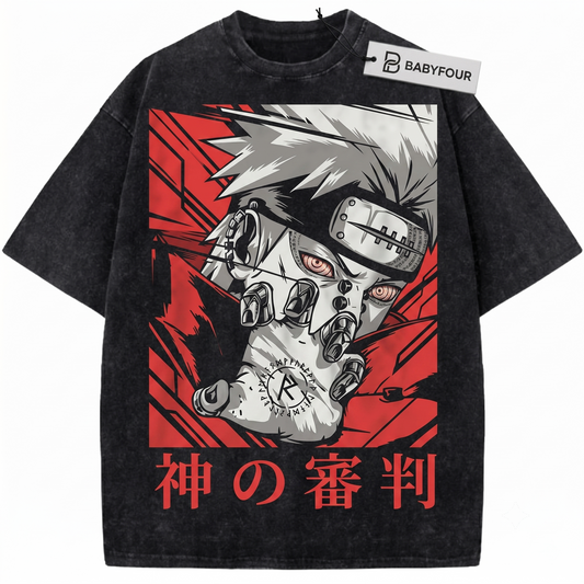 Retro Red Hair Ninja God of Pain Graphic Tee - Vintage Anime Style Unisex T-shirt