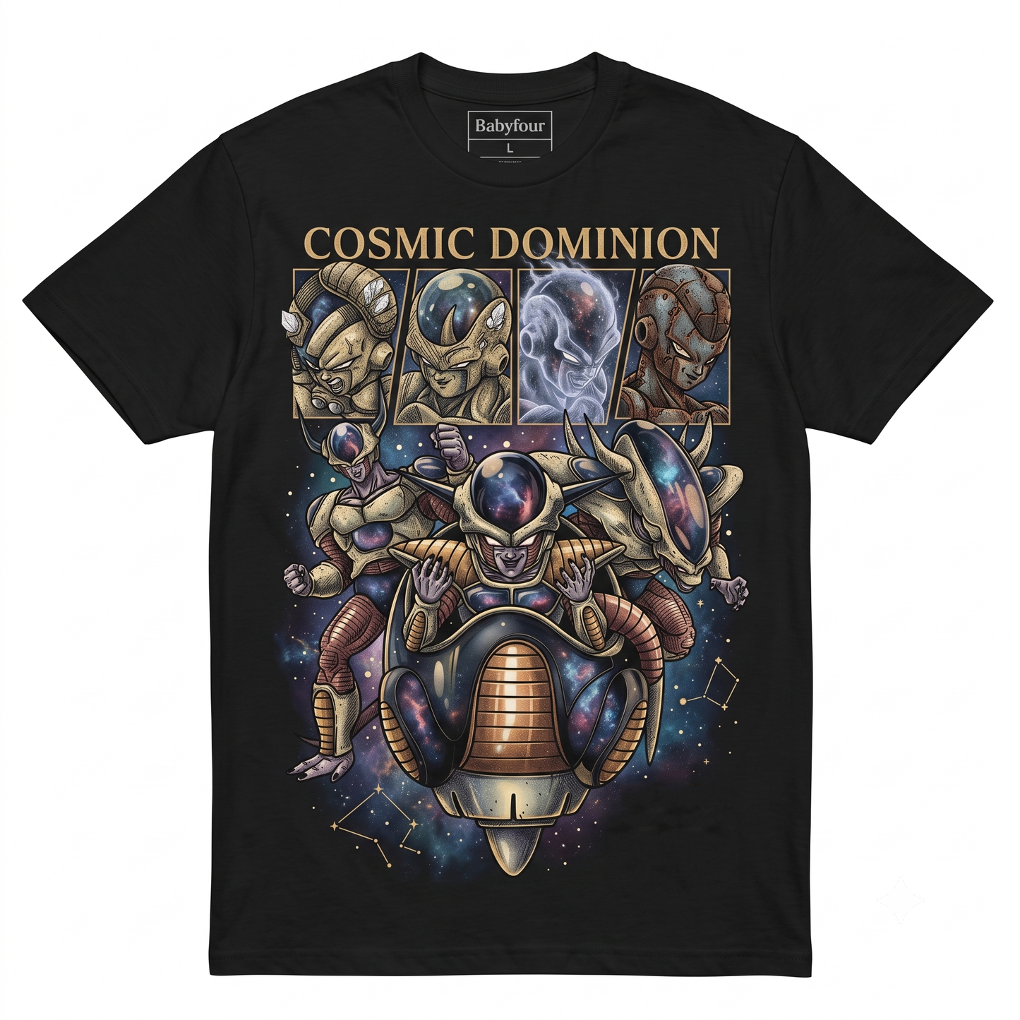 Vintage Galactic Overlord Graphic Tee - Retro Space Emperor Anime Manga T-Shirt Crewneck Cotton Black