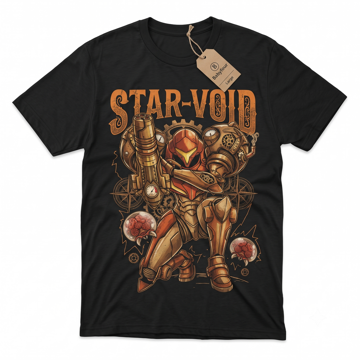 Vintage Sci-Fi Space Bounty Hunter Graphic T-Shirt - Retro Gaming Heavyweight Cotton Tee