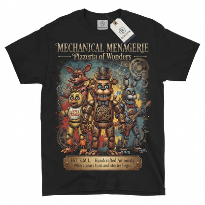 Unisex Horror Gaming Graphic T-Shirt – Retro Style Animatronic Print Cotton Crewneck Tee