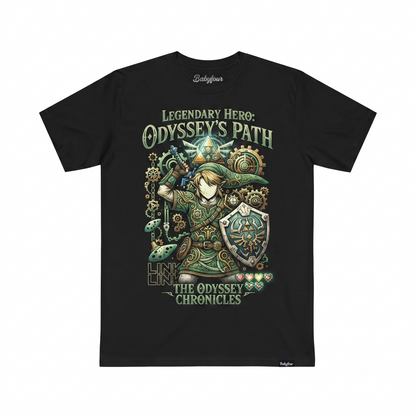 Legend of Zelda Adventure Series Graphic Apparel, Hero of Time Triforce Hylian Crest Inspired Design, Retro Gaming Enthusiast Gift, Soft Premium Quality Unisex Tshirt