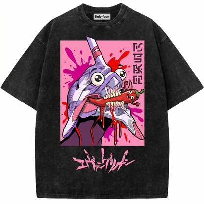 Purple Bio-Mechanical Cyborg Monster Graphic Clothing - Japanese Manga Cyberpunk Streetwear Unisex Tshirt