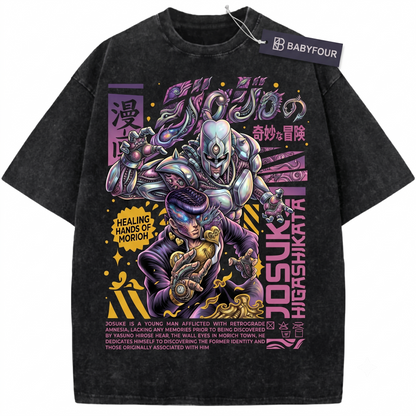 Crazy Diamond Pompadour Anime Graphic Tee - Vintage Retro Manga Unisex T-Shirt