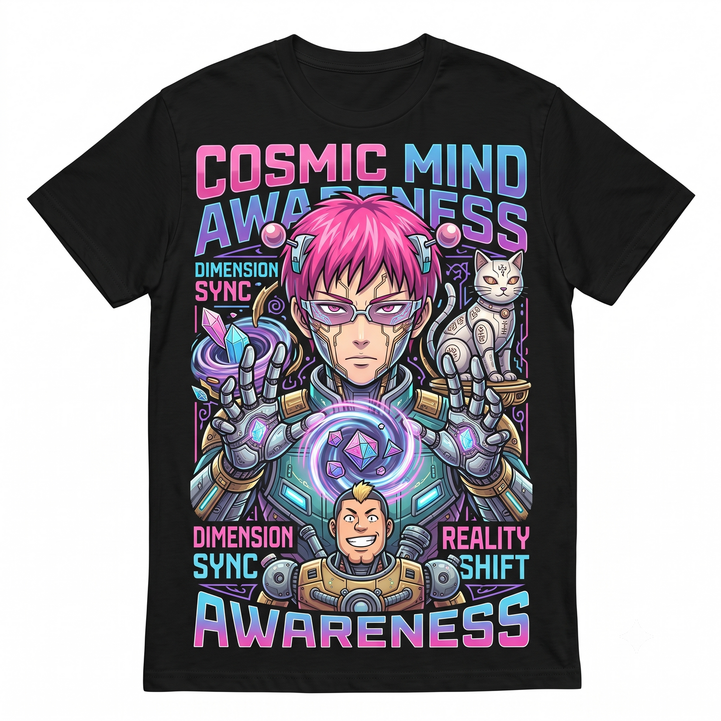 Pink Hair Anime Boy Annoyed Face Graphic Tee - Funny Manga Character Unisex T-Shirt