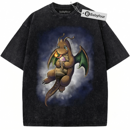 Retro Cute Orange Dragon Graphic Tee  90s Vintage Anime Pocket Monster Unisex T-Shirt