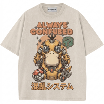 Vintage Confused Yellow Duck Anime Shirt, Retro Japanese Cartoon Graphic Tee, Unisex Tshirt