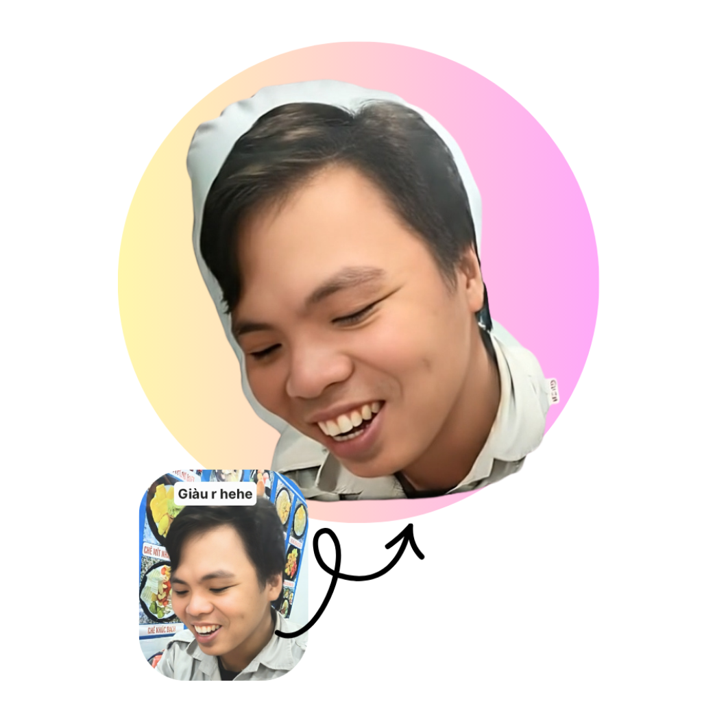 Person wearing a helmet with colorful design and text, smiling.