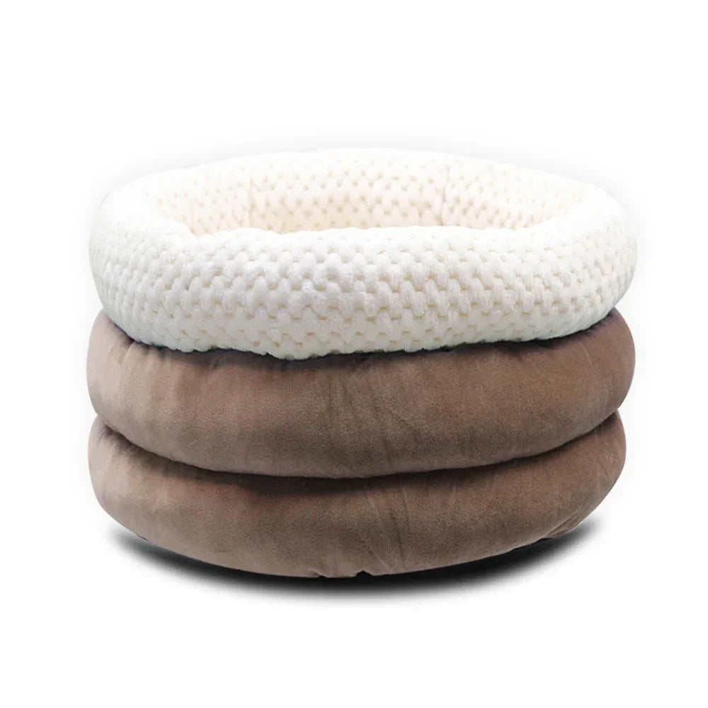 Winter Pet Deep Sleep Bed Semi-Enclosed Round Ice Velvet Pet Bed Comfortable Soft Warm Cat Bed Dog Bed