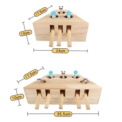 Cat Toy  Solid Wooden Interactive Maze Pet Hit Hamster With Five Holes Mouse Hole Catch Bite Catnip Funny Toy