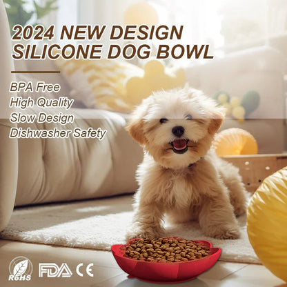 New Portable Dog Bowl Pet Feeder Licking Silicone Dog Bowl Slow Feeder Flower