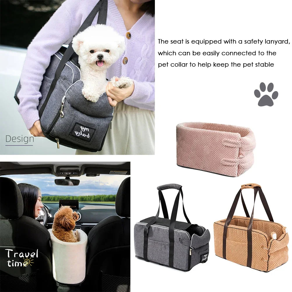 Puppy Cat Bed Car Console Pet Litter Portable Car Handrail Dog Cat Mat Travel Bed Safety Pet Seat