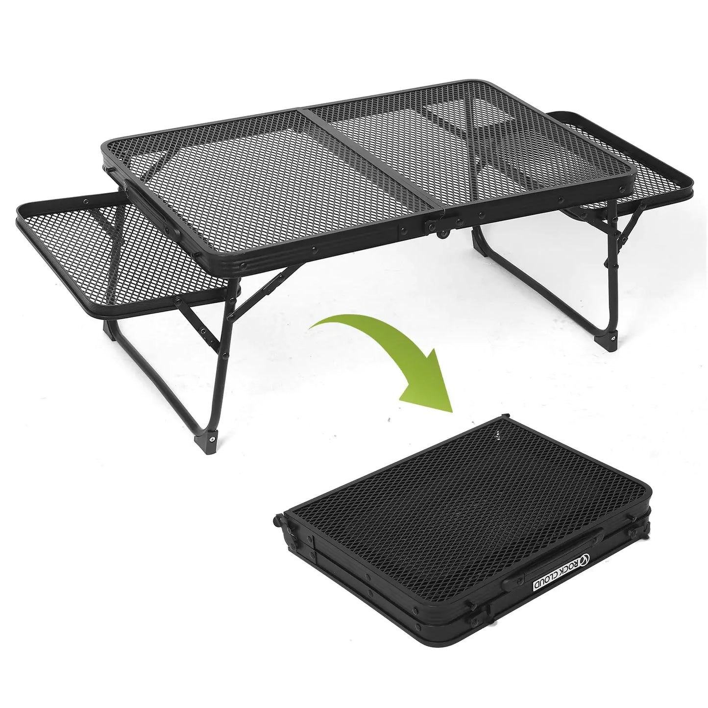ROCK CLOUD Portable Camping Table with 2 Wing Panels Ultralight Metal Folding Table Small Camp Tables for Grill Beach Hiking Garden Outdoor Picnic RV BBQ