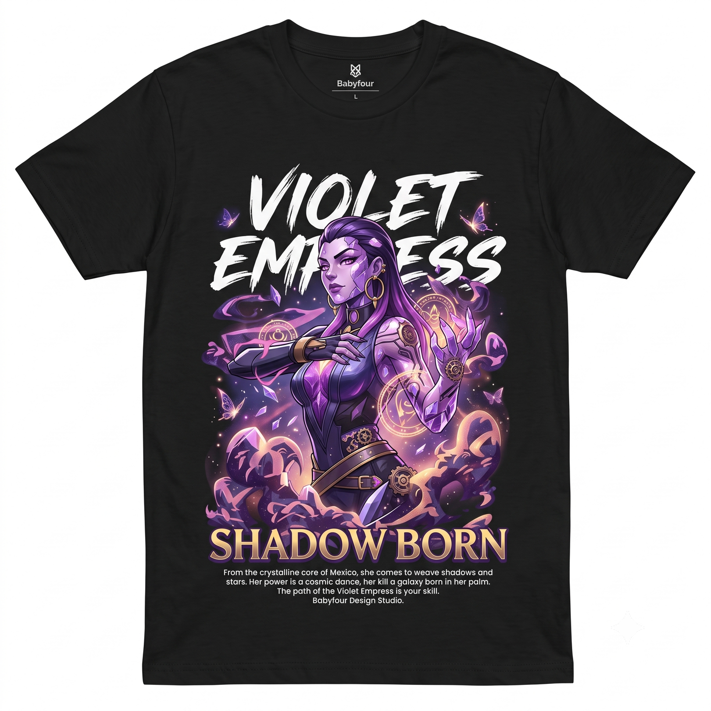Retro Gaming Character Graphic Tee - Purple Duelist Agent Black T-Shirt for Men and Women