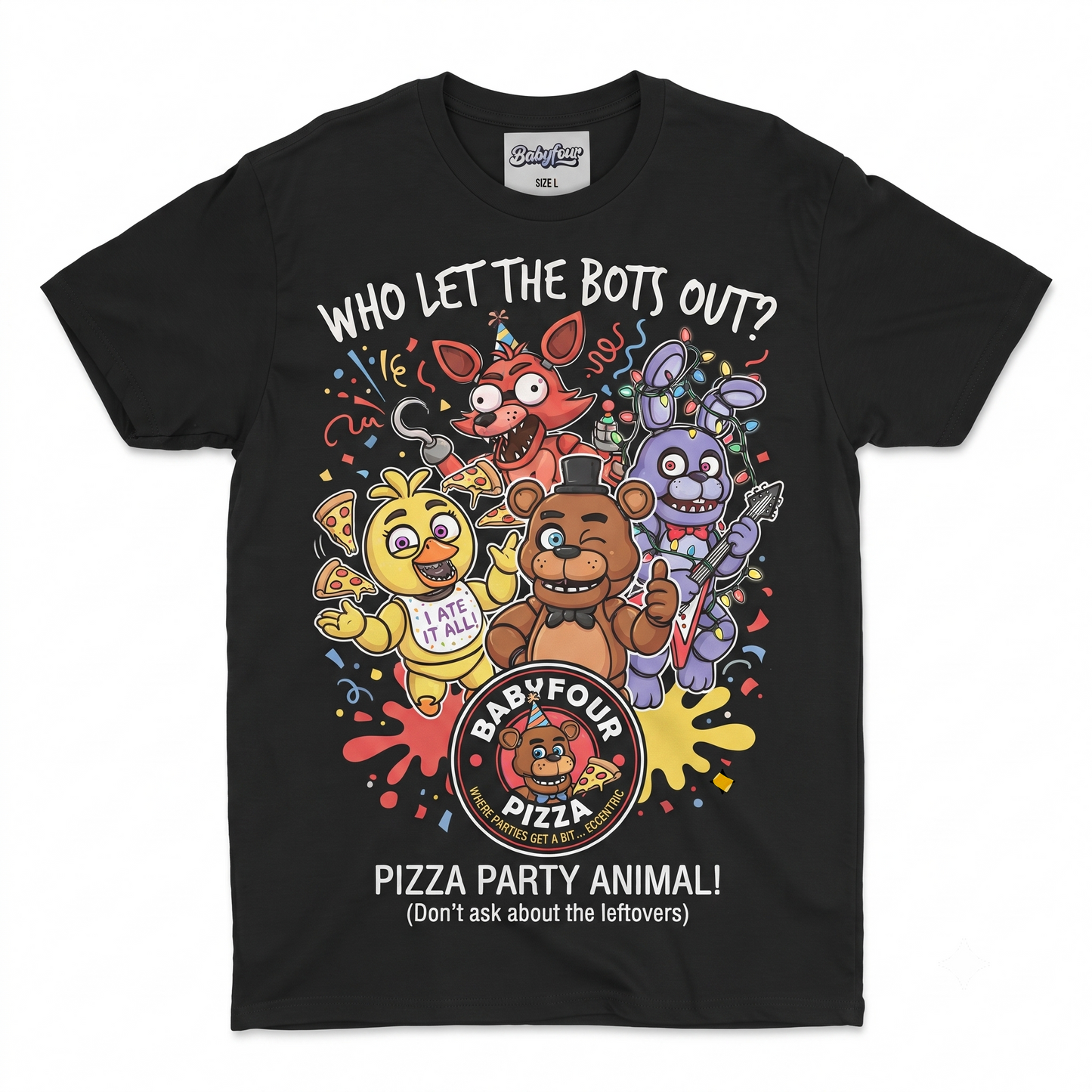 Unisex Horror Gaming Graphic T-Shirt – Retro Style Animatronic Print Cotton Crewneck Tee