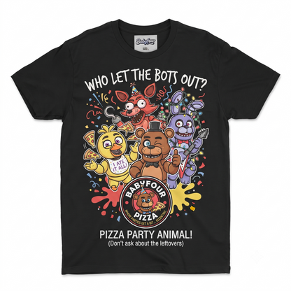 Unisex Horror Gaming Graphic T-Shirt – Retro Style Animatronic Print Cotton Crewneck Tee