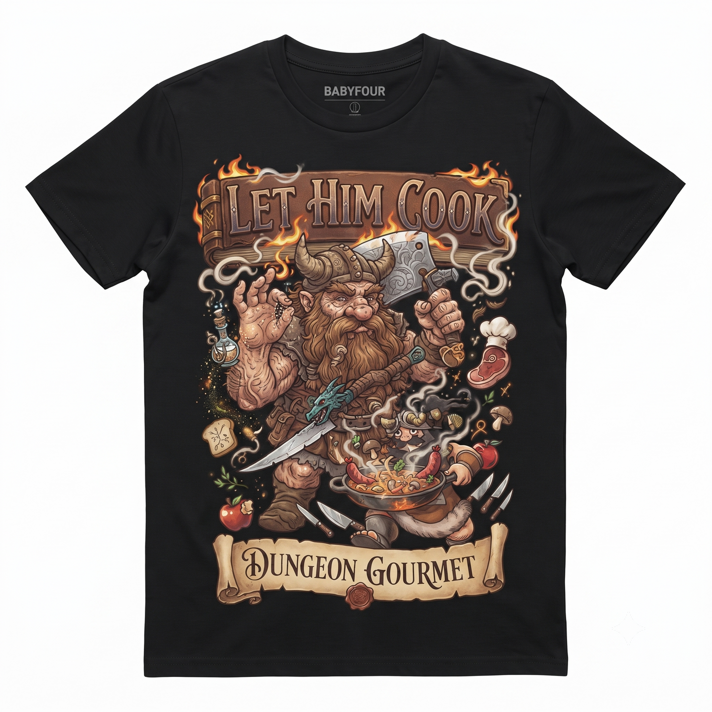 Dungeon Food Enthusiast Cooking Warrior Graphic Unisex T-shirt