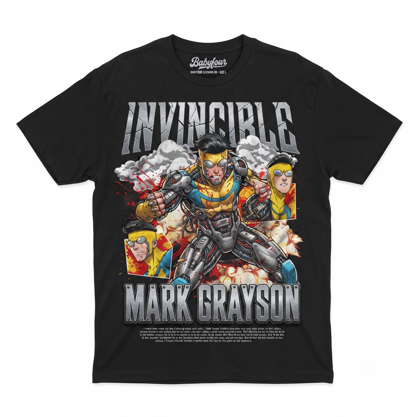 Superhero Character Graphic Tee, Action Comic Style Printed T-Shirt, Men’s Casual Short Sleeve Crewneck Shirt