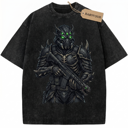 Vintage Dark Galactic Soldier T-Shirt, Retro Sci-Fi Space Armor Graphic Tee, Unisex