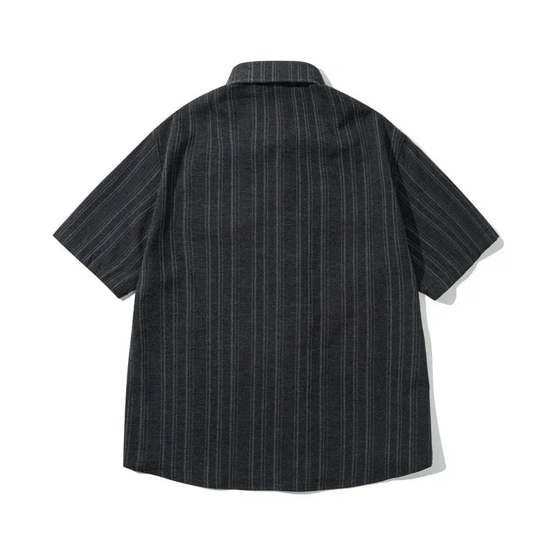 Striped short sleeved shirt men's workwear shirt