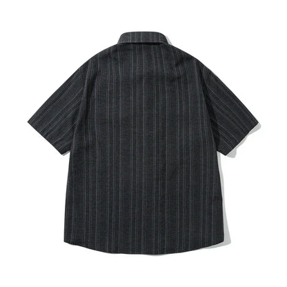 Striped short sleeved shirt men's workwear shirt