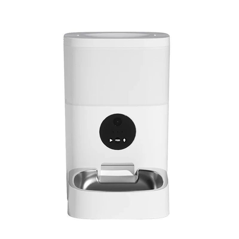 The Smartphone APP Of Pet Feeder Controls The Intelligent Automatic Feeding Machine 4L For Regular Quantification Of Cat And Dog Food