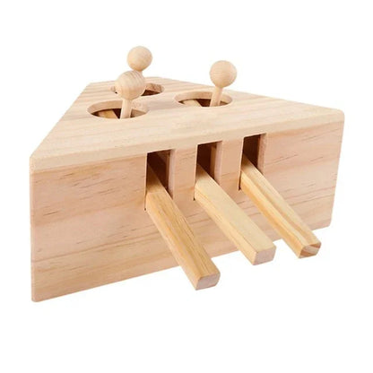 Cat Toy  Solid Wooden Interactive Maze Pet Hit Hamster With Five Holes Mouse Hole Catch Bite Catnip Funny Toy