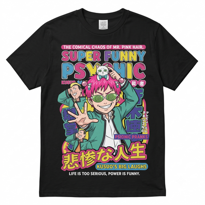 Pink Hair Anime Boy Annoyed Face Graphic Tee - Funny Manga Character Unisex T-Shirt