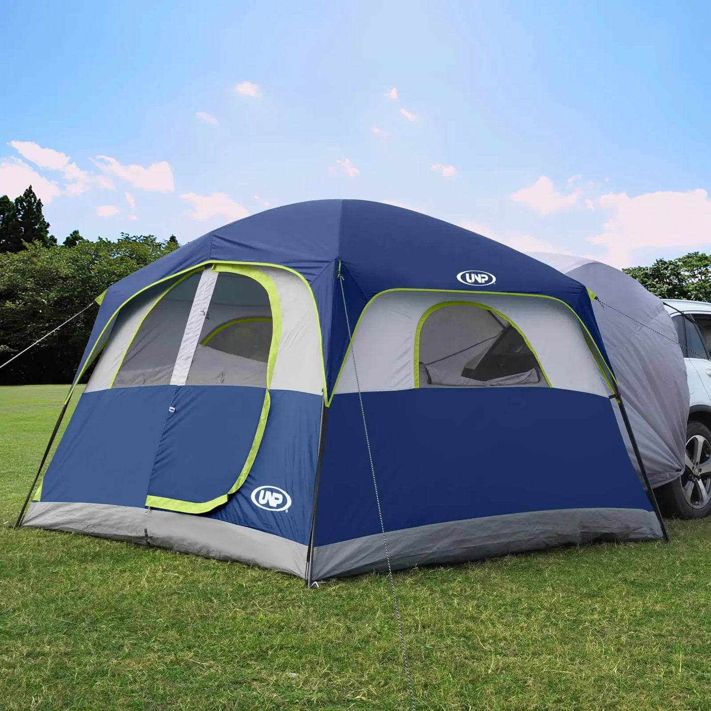 UNP SUV Tent for Camping 6-Person Car Camping Tent SUV Tailgate Tent for Outdoor Easy Set Up Tent with Rainfly 10x9x78in(H) (Dark Blue)
