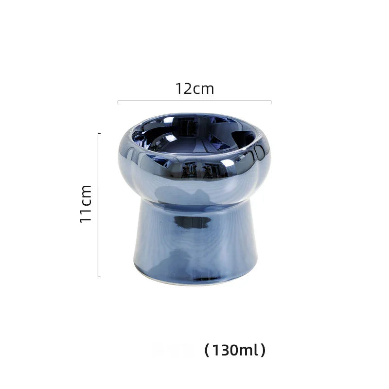 Electroplated Mirror Ceramic Cat Bowl Pet Bowl