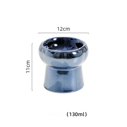 Electroplated Mirror Ceramic Cat Bowl Pet Bowl