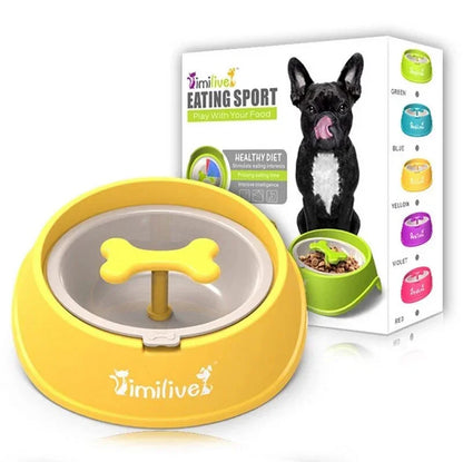 Rotary Anti Choke Pet Feeder dog Slow Eating Drink Bowl Bone Shaped Prevent Gluttony Obesity Anti-skid Pet Supply sport dish
