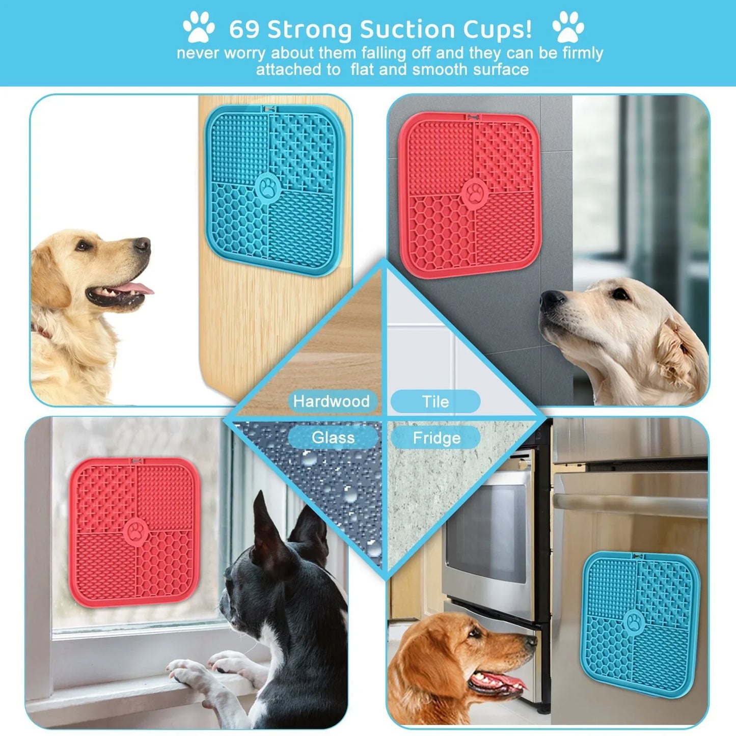 Pet Licking Pad New Pet Food Utensils Dog Slow Food Pad Placemat Sucker Slow Food Pad Dog Licking Pad