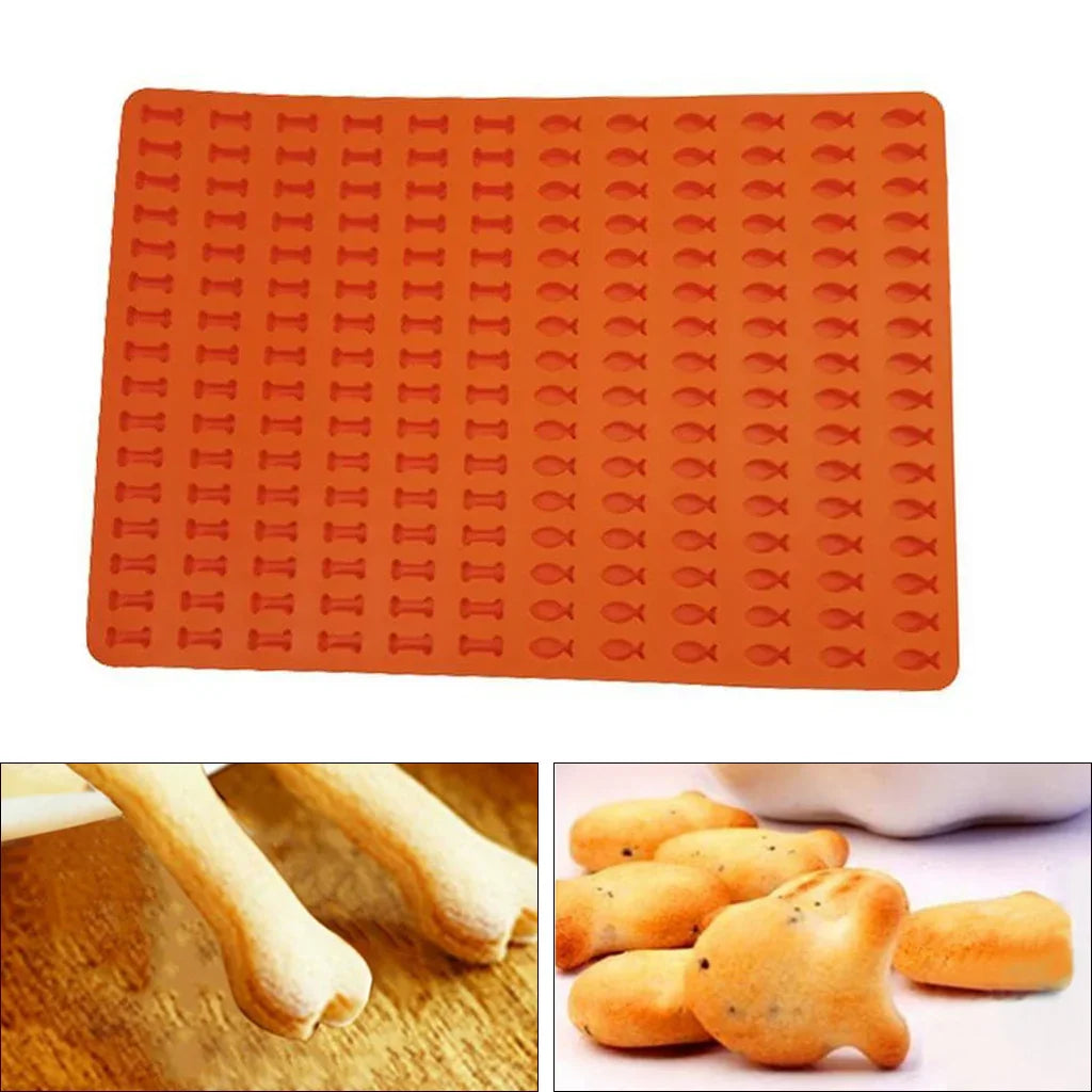 Fish and Bone Baking Mat Silicone Draining Mat Fish Bone Dog Food Biscuit Mold Pet Biscuit Mold
