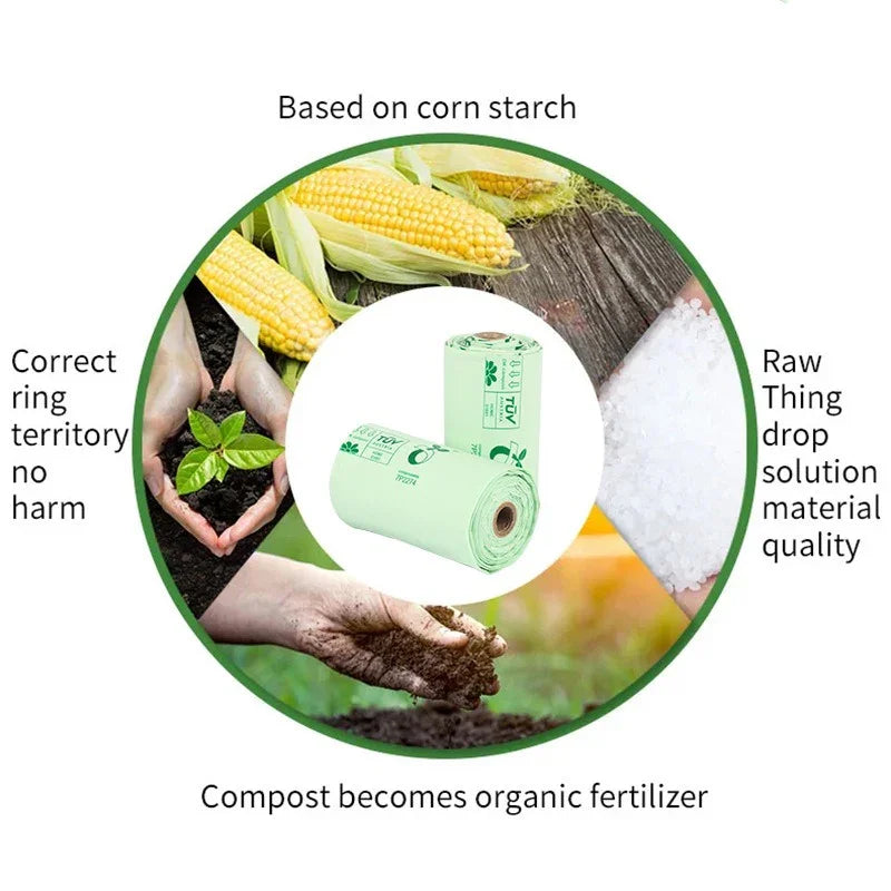 Corn starch biodegradable pet litter bag PLA compost roll up vest bag dog litter bag