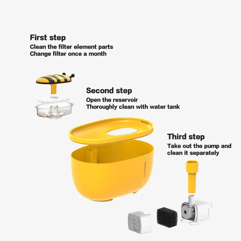 Small Bee Drinking Machine Cat Automatic Circulation Filter Silent Living Water Pet Water Dispenser