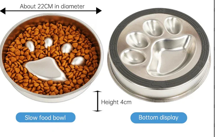 Pet Slow Feeding Food Bowl Slow Down Eating Non-Slip Metal Puzzle Maze Pet Dishes Anti Choke Stainless Steel Pet Bowl Training