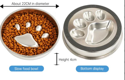 Pet Slow Feeding Food Bowl Slow Down Eating Non-Slip Metal Puzzle Maze Pet Dishes Anti Choke Stainless Steel Pet Bowl Training