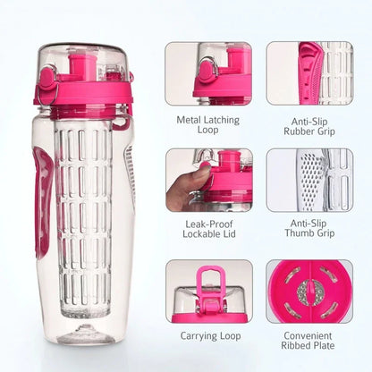 1000ml Free Fruit Infuser Juice Shaker Sports Lemon Water Bottle Tour hiking Portable Climbing Camp Bottles Outdoor Kettle Pro
