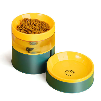 Dog Bowl Contrast Color Automatic Feeder Pet Bowl Increased Neck Protection Water Dispenser Dual-Purpose Dog Food Basin