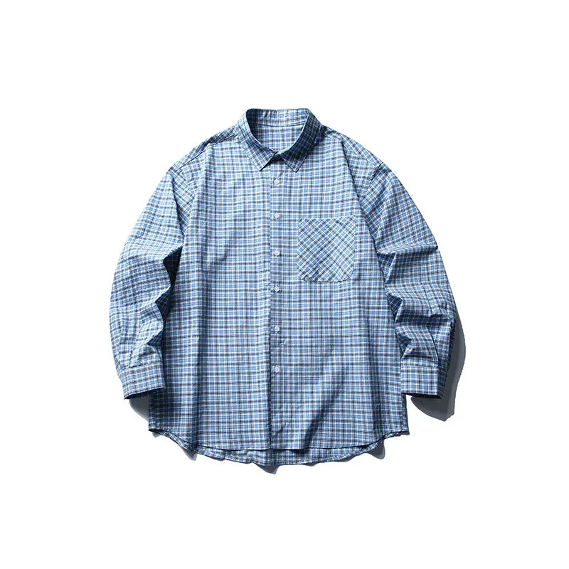 Long sleeved checkered shirt men's casual shirt
