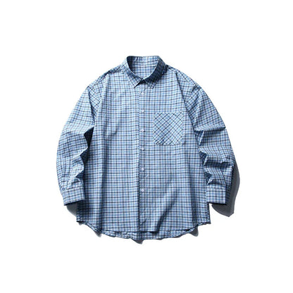 Long sleeved checkered shirt men's casual shirt