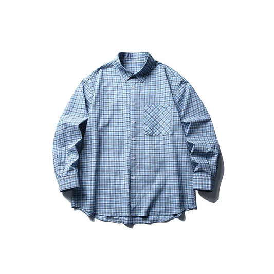Long sleeved checkered shirt men's casual shirt
